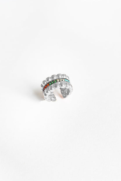 Colorful Stone Thick Silver Cartilage Earrings