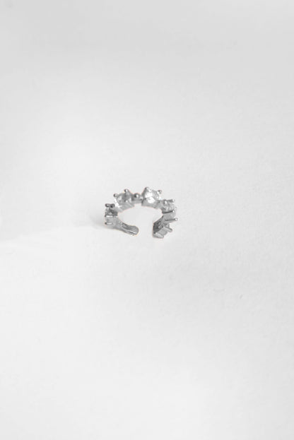 Spiked Stone Silver Cartilage Earrings