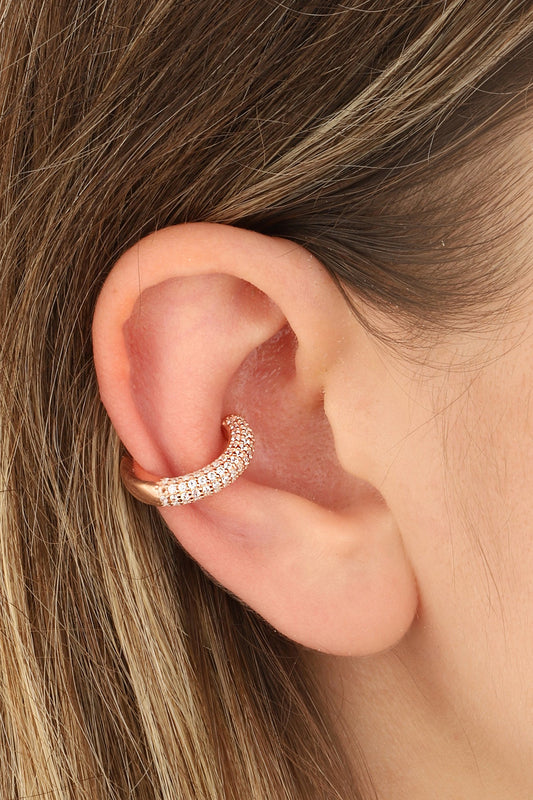 Semi White Stone Silver Cartilage Earrings