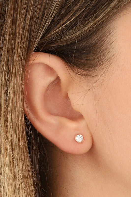Single Stone Small Round Earrings