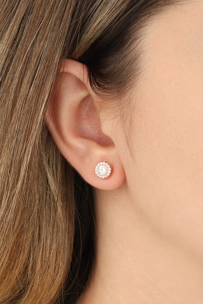 White Stone Silver Earrings