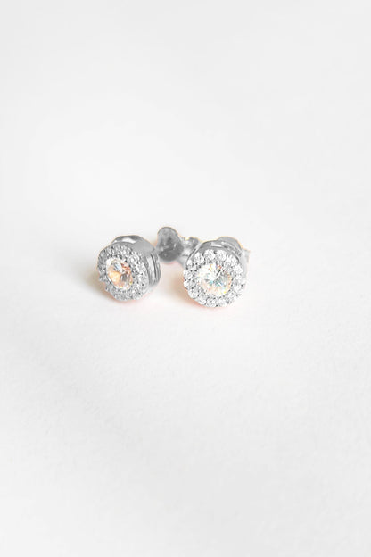White Stone Silver Earrings