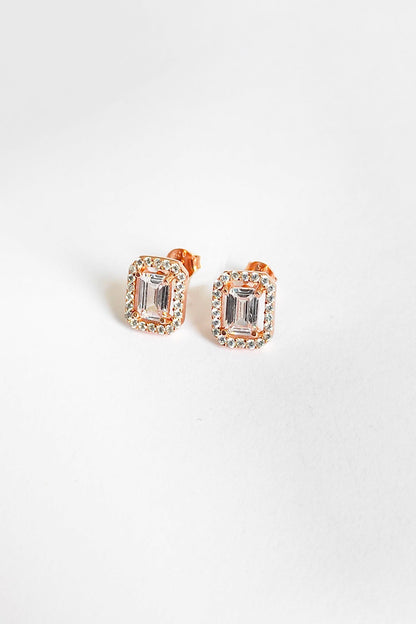 Baguette Stone Diamond Model Silver Earring