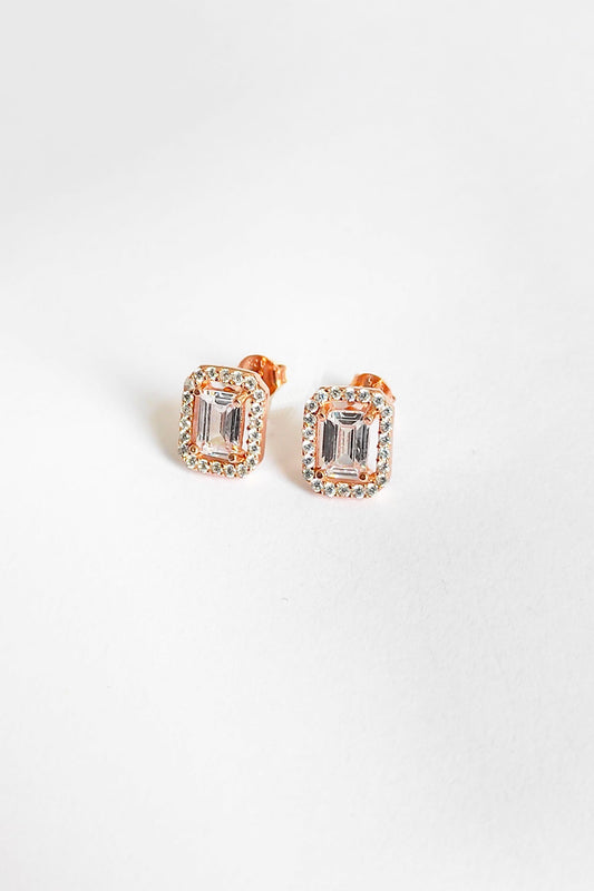 Baguette Stone Diamond Model Silver Earring