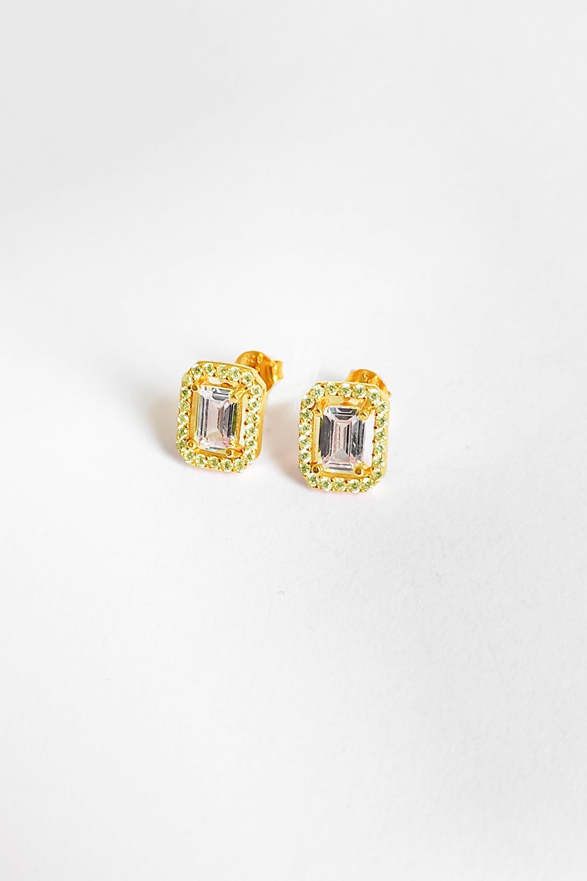 Baguette Stone Diamond Model Silver Earring