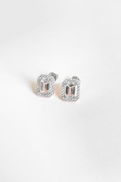 Baguette Stone Diamond Model Silver Earring