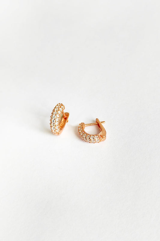 White Stone Small Snap Silver Earrings