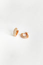 White Stone Small Snap Silver Earrings