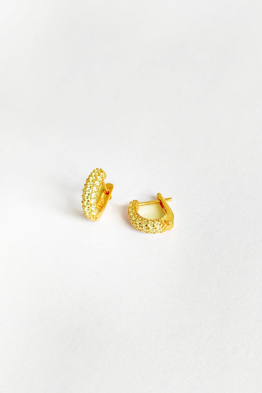 White Stone Small Snap Silver Earrings
