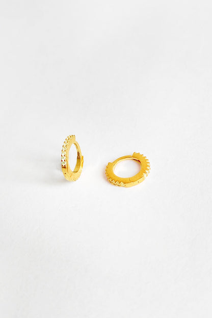 White Stone Small Hoop Silver Earrings