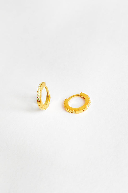White Stone Small Hoop Silver Earrings