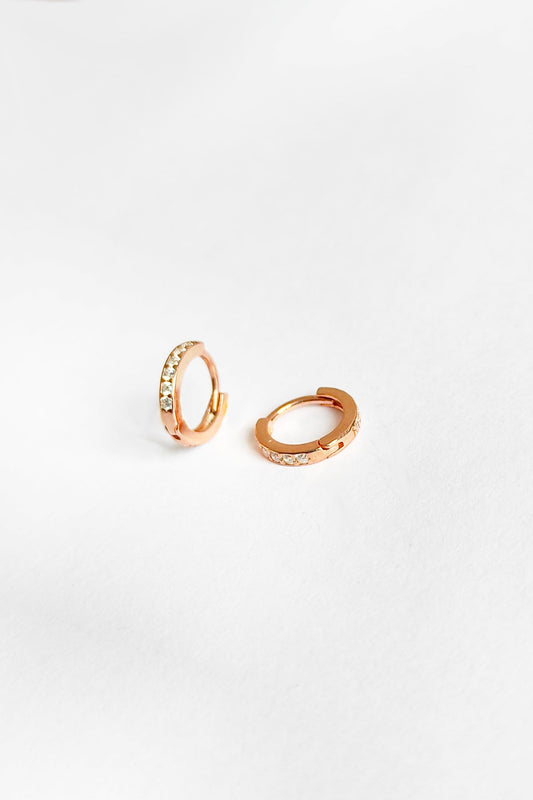Zircon Stone Small Hoop Silver Earrings