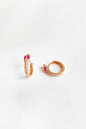Coral Stone Eyed Snake Silver Earrings