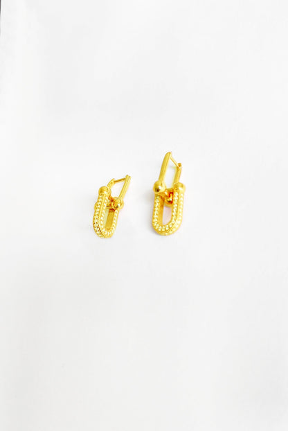 White Stone Nested Silver Earrings
