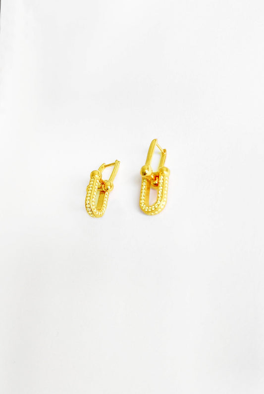 White Stone Nested Silver Earrings