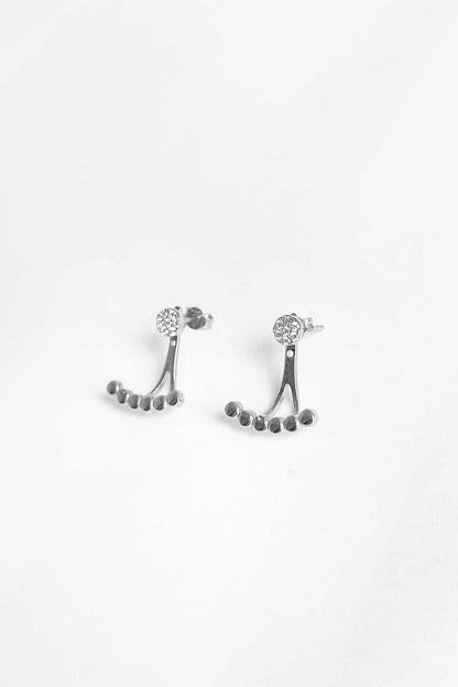 Silver White Stone Earrings