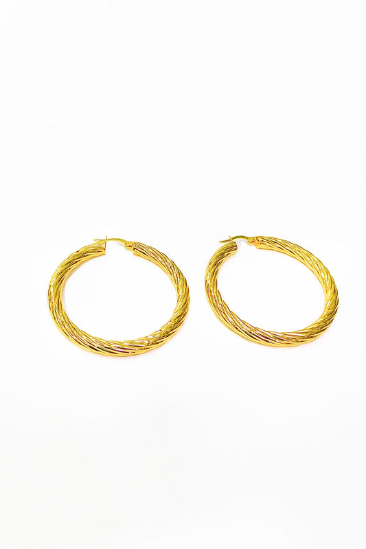 Silver Twist Big Hoop Earrings