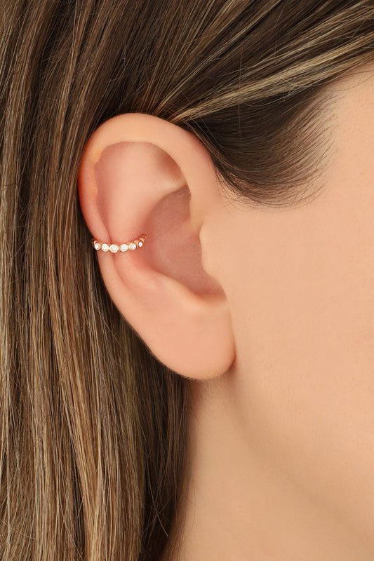 White Stone Silver Cartilage Earrings