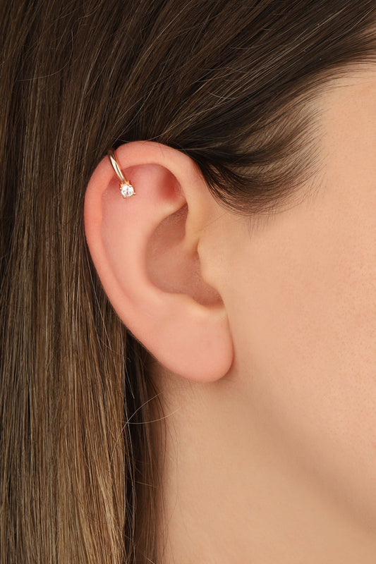 Single Stone Silver Ear cuff Earrings