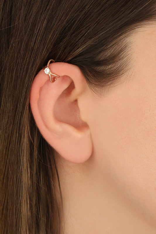 Silver Cartilage Single Stone Earrings