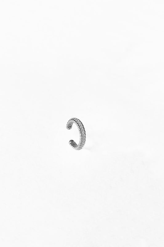 Zircon Stone White Silver Ear Cuff