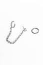 Chain Large Stone Dangle Silver Earrings