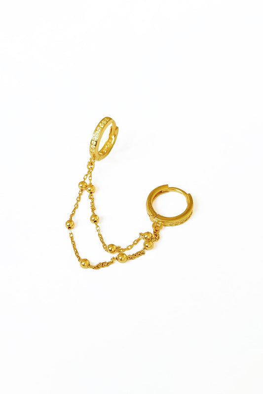 Drop Double Chain Silver Chain Earrings