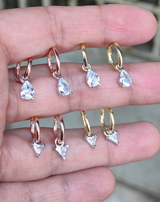 Hoop Dangle Stone Drop Earrings| Gold Hoop Earrings| Bridal Wedding Earrings