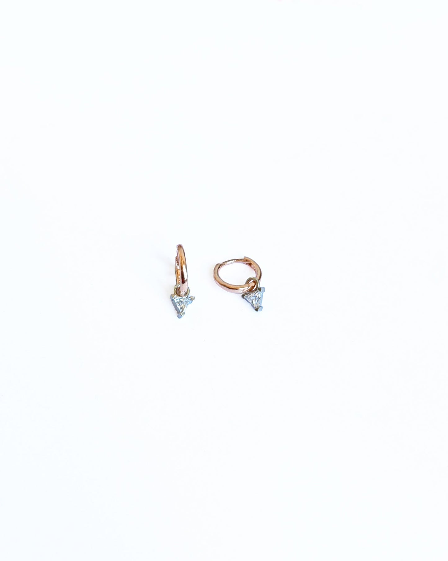 Triangle Dangle Zircon Stone Silver Earrings