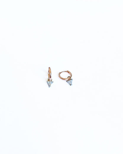 Triangle Dangle Zircon Stone Silver Earrings