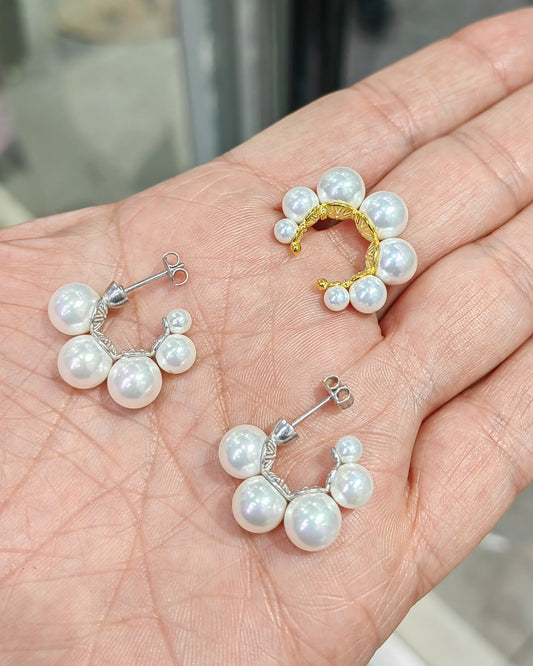 Unique Freshwater Pearl Earrings 925 Sterling Silver Dainty Pearl Earrings for Women Minimal Pearl Hoop Dangle Ear Drop for Her