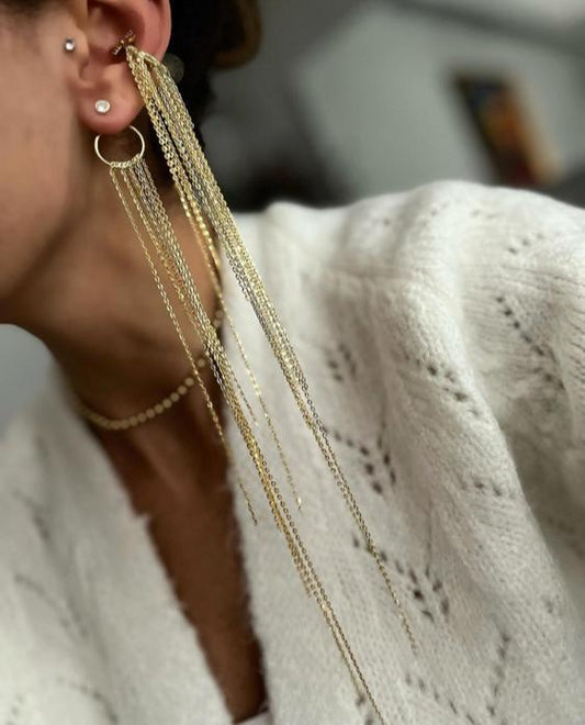 Long Chain 925 Silver Cartilage Ear Cuff