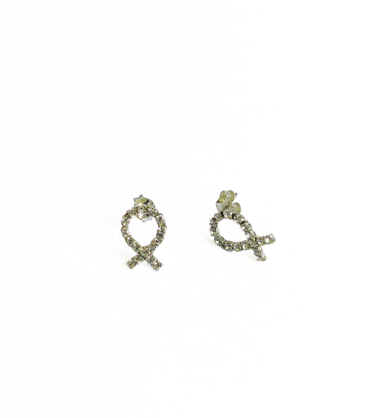 Elegant White Stone Silver Earrings