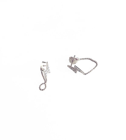 Lightning Bolt Chain Silver Earrings