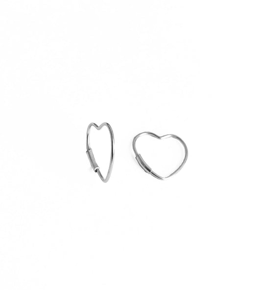 Fine Wire Heart Pattern Silver Earrings