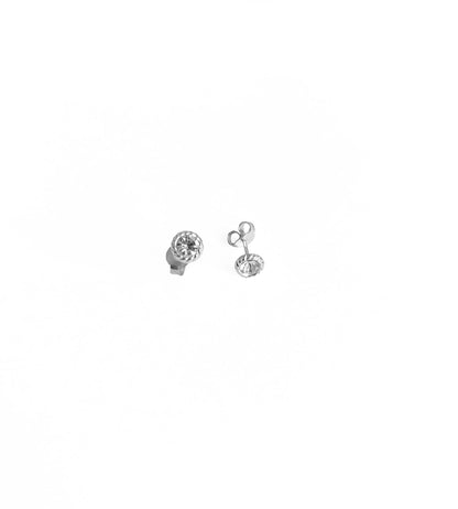 White Zircon Single Stone Silver Earring