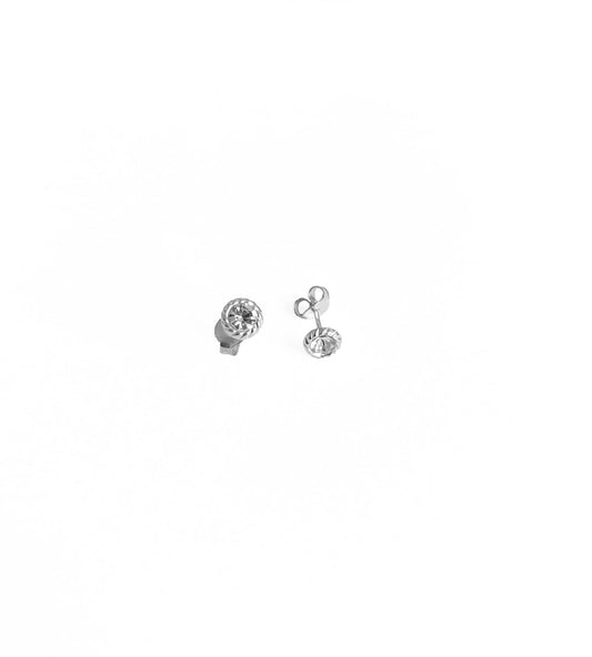 White Zircon Single Stone Silver Earring