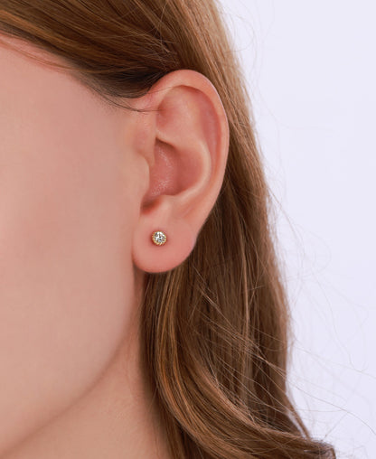 White Zircon Single Stone Silver Earring