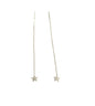 Stoneless Long Chain Star Silver Earrings