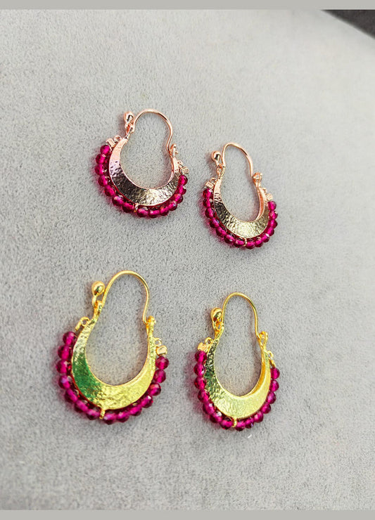 Big Basket Silver Earrings Pink