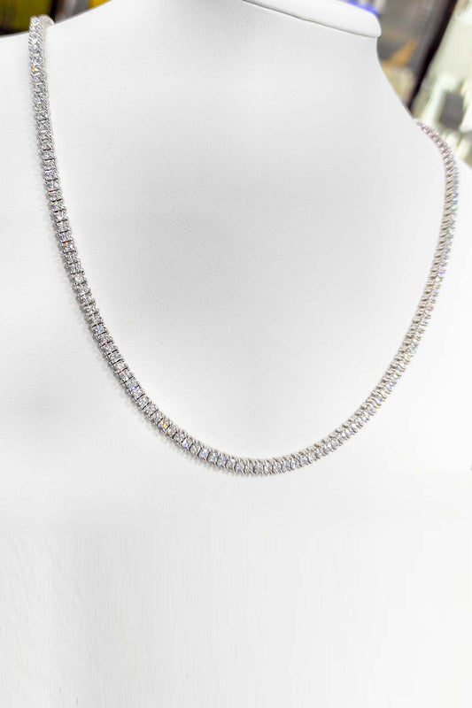 White Stone Silver Choker Necklace