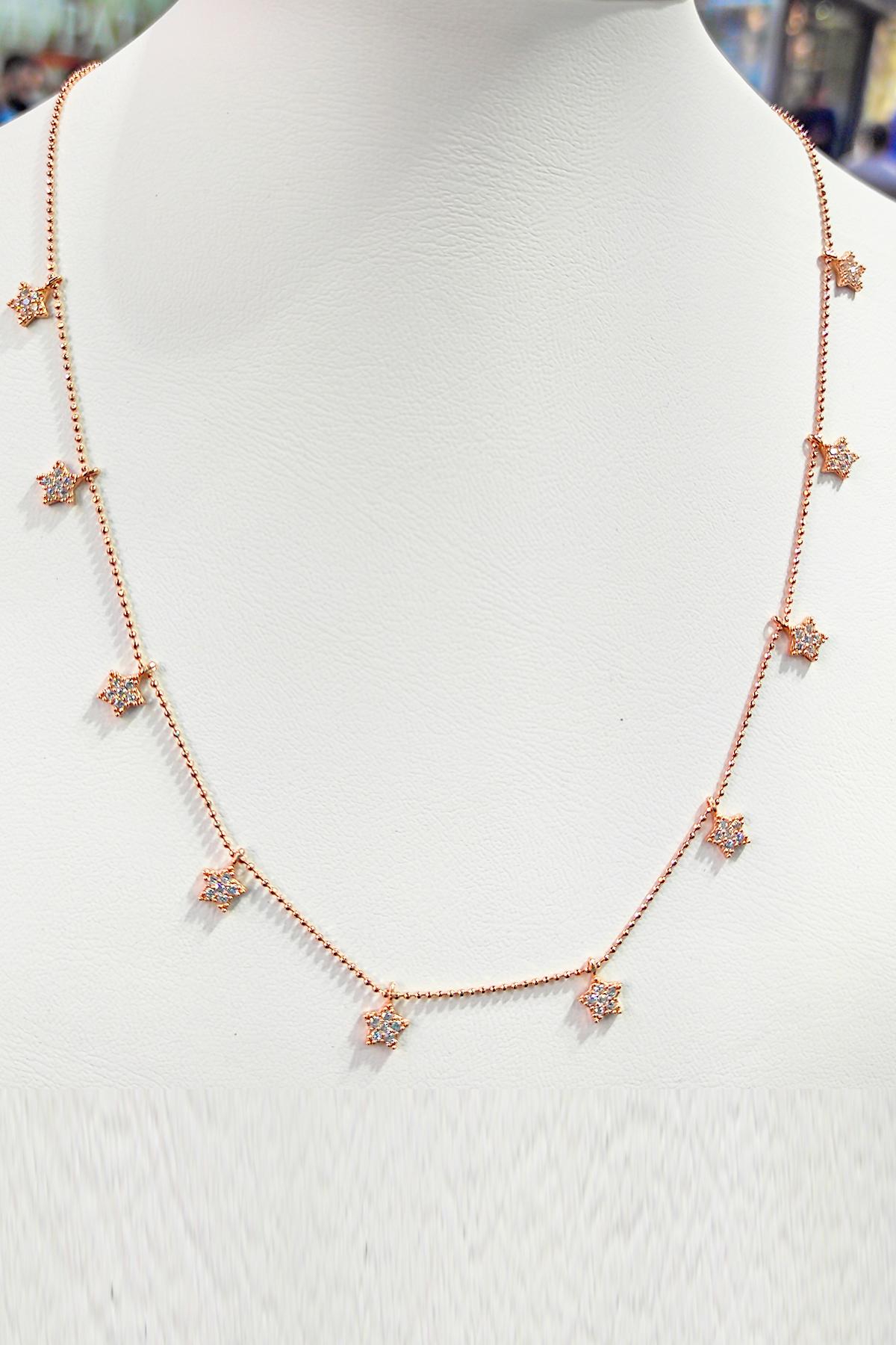 Dangle Multi Star Silver Necklace