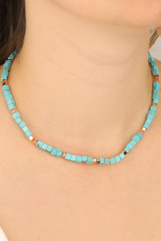 Turquoise Natural Stone Silver Necklace