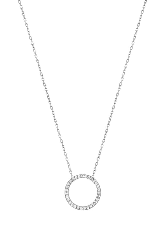 Round White Stony Silver Necklace