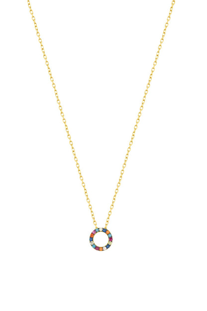 Colorful Stone Round Silver Necklace