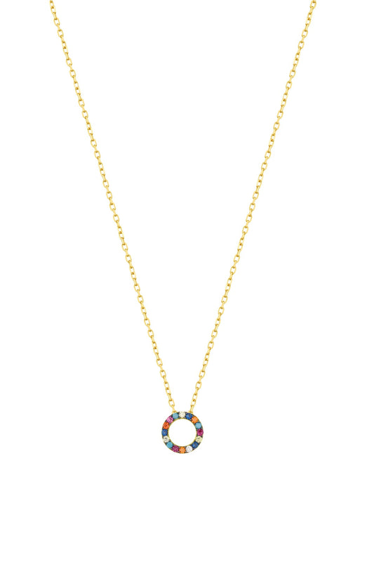 Colorful Stone Round Silver Necklace