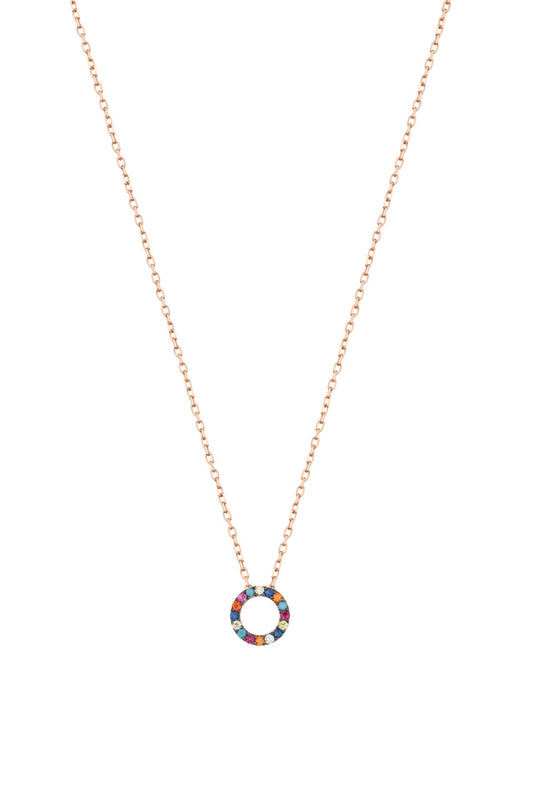 Colorful Stone Round Silver Necklace