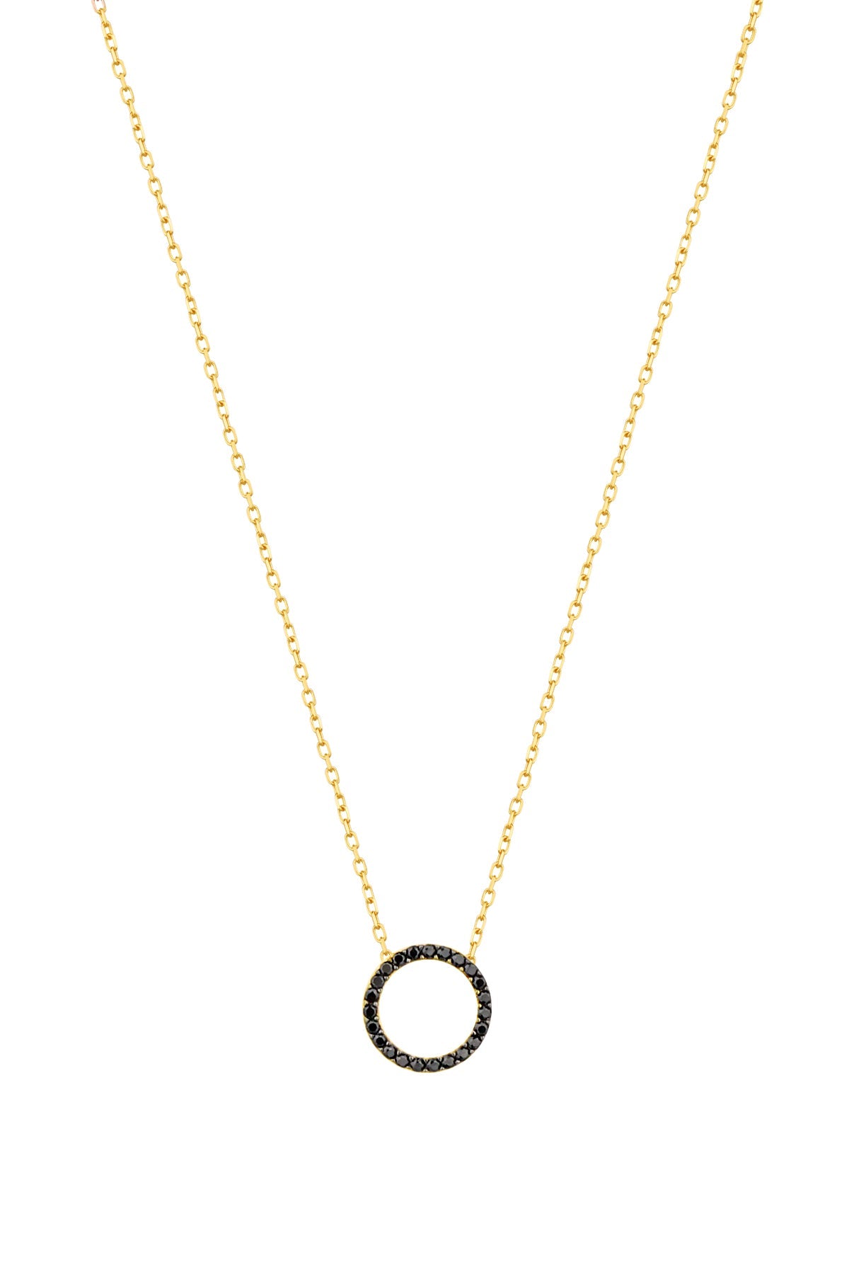 Black Stone Silver Round Necklace
