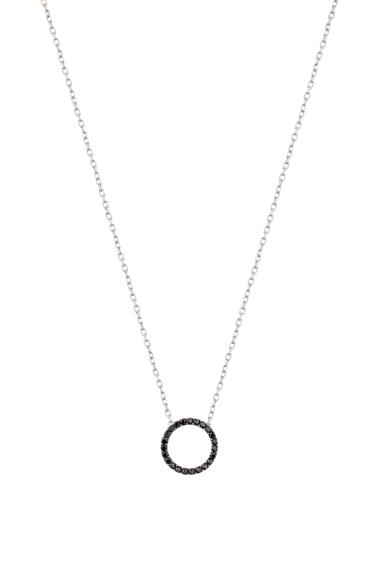 Black Stone Silver Round Necklace