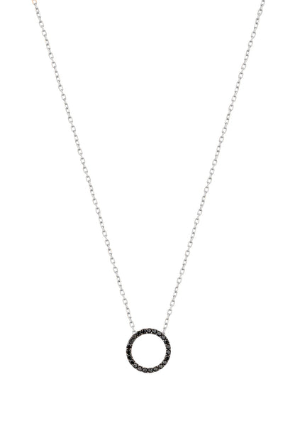 Black Stone Silver Round Necklace